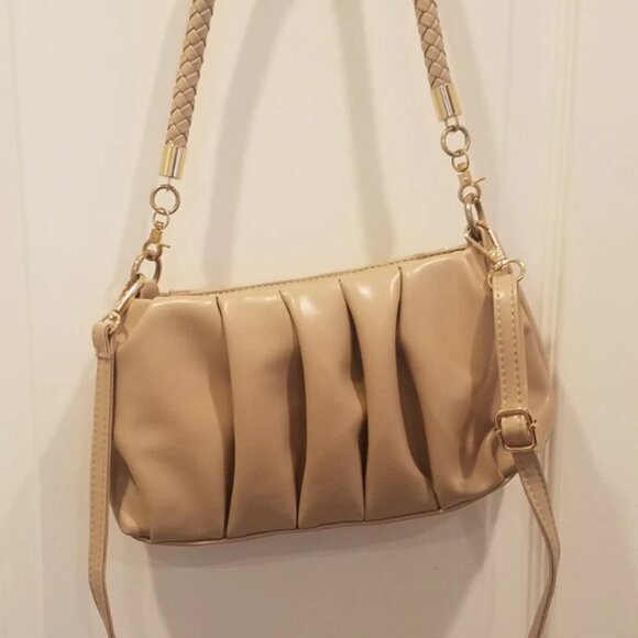Super Feminine Beige Woman's Crossbody Handbag with Braided Handle - Picture 7 of 9